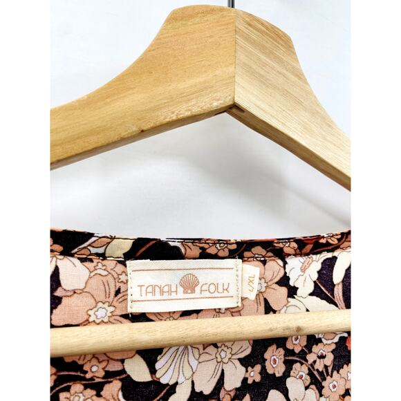 Tanah Folk Boho Floral Long Sleeve Flowy Dress L/XL - Picture 3 of 4